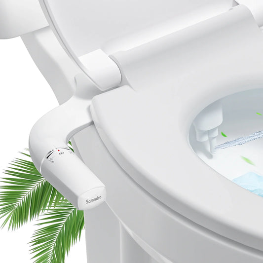 Bidet Attachment Ultra-Slim Toilet Seat Attachment Dual Nozzle Bidet Adjustable Water Pressure Non-Electric Ass Sprayer