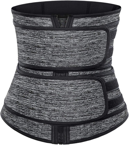 Sweat Waist Trainer for Women Two Belts, Neoprene Workout Corset Waist Trainer Cincher Trimmer Shaper Zipper