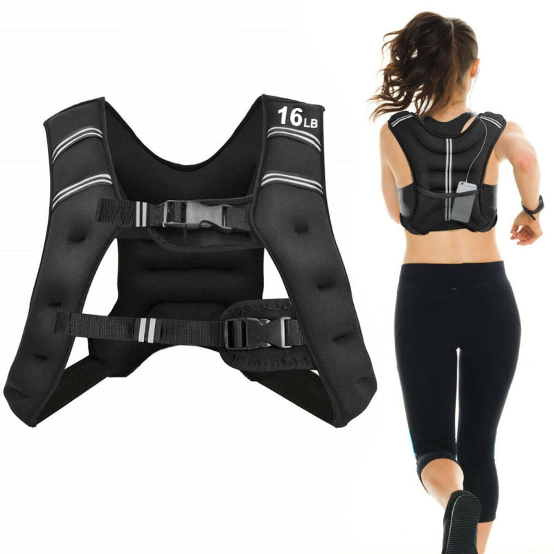 Workout Weighted Vest with Mesh Bag Adjustable Buckle-16 Lbs