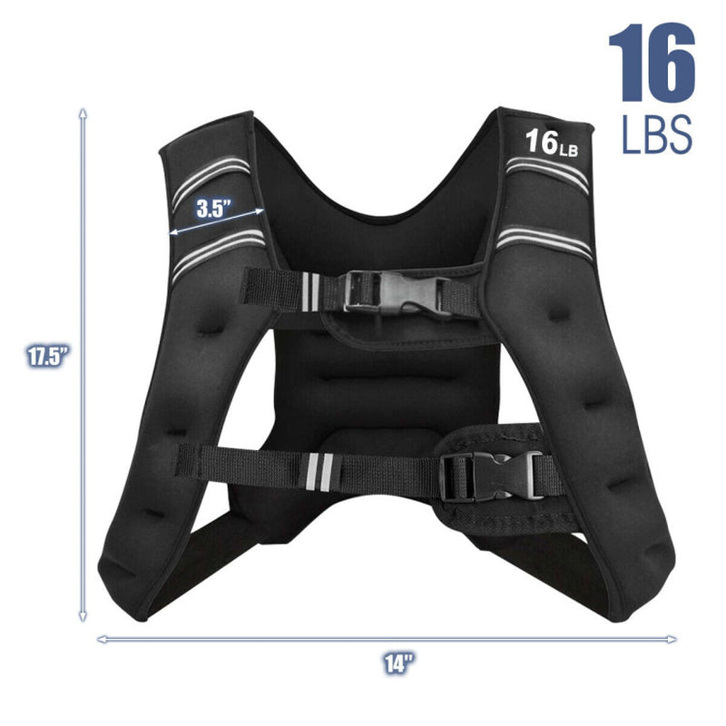 Workout Weighted Vest with Mesh Bag Adjustable Buckle-16 Lbs