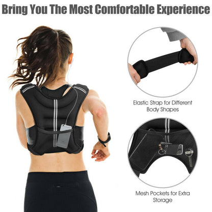 Workout Weighted Vest with Mesh Bag Adjustable Buckle-16 Lbs