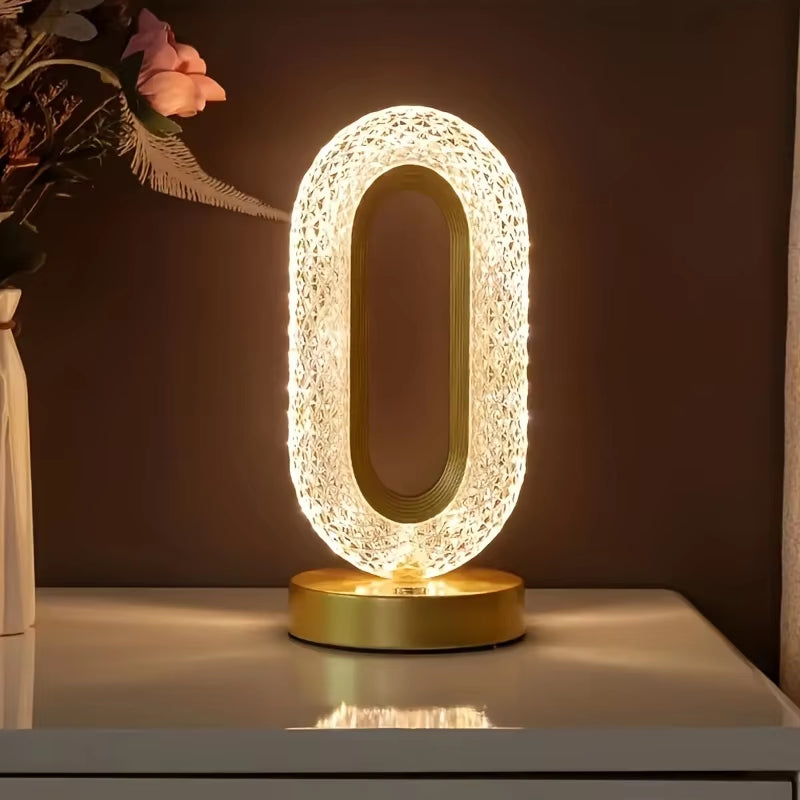 Modern Luxury Oval USB Rechargeable Crystal Table Lamp Living Room Bedroom Bedside Creative Decoration Atmosphere Night Light