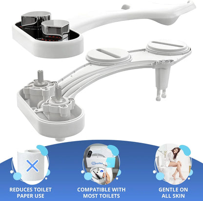 Bidet Attachment for Toilet, Dual Nozzle Adjustable Pressure Bidet Sprayer