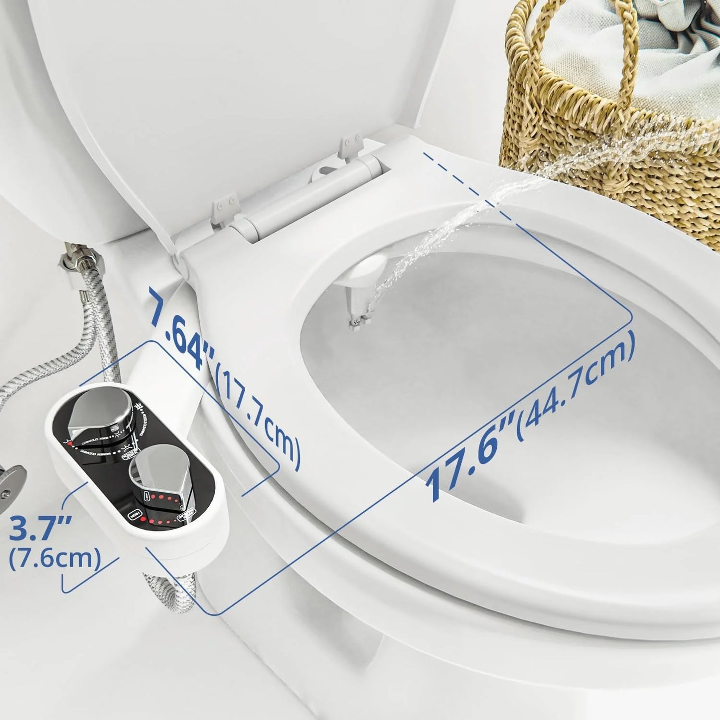 Bidet Attachment for Toilet, Dual Nozzle Adjustable Pressure Bidet Sprayer